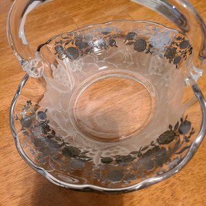 Vintage Silver City Glass Basket Dish